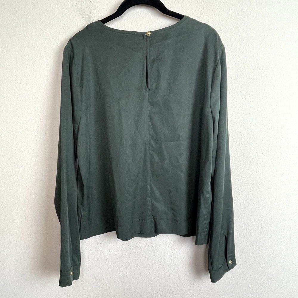 June & Hudson Tencel Keyhole Top Women's Sz 1 Green Long Sleeve Flowy Blouse* - Picture 6 of 6